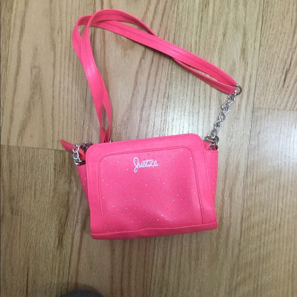 A Justice bag with the letter a bright neon pink - Picture 2 of 3